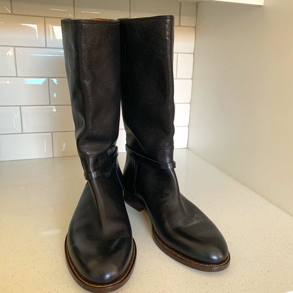 💝Gucci Black Leather Riding Style Boots 43 Men's - Picture 8 of 9